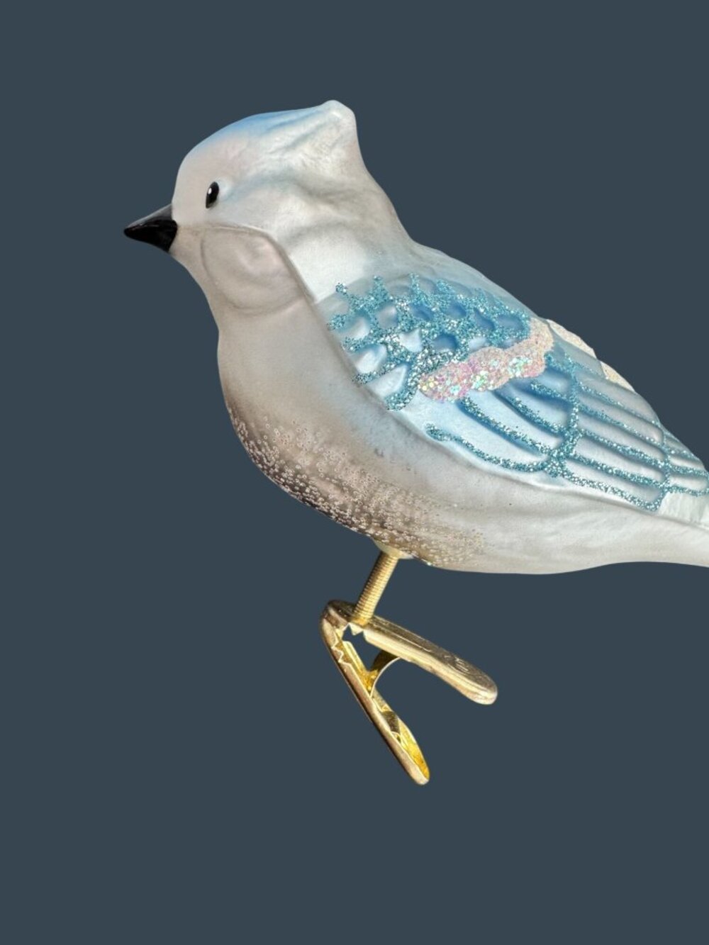 Vintage OWC Clip On Bird Christmas Ornament Frosted Glitter Spun Tail Decor - Picture 3 of 8